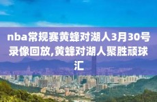 nba常规赛黄蜂对湖人3月30号录像回放,黄蜂对湖人聚胜顽球汇